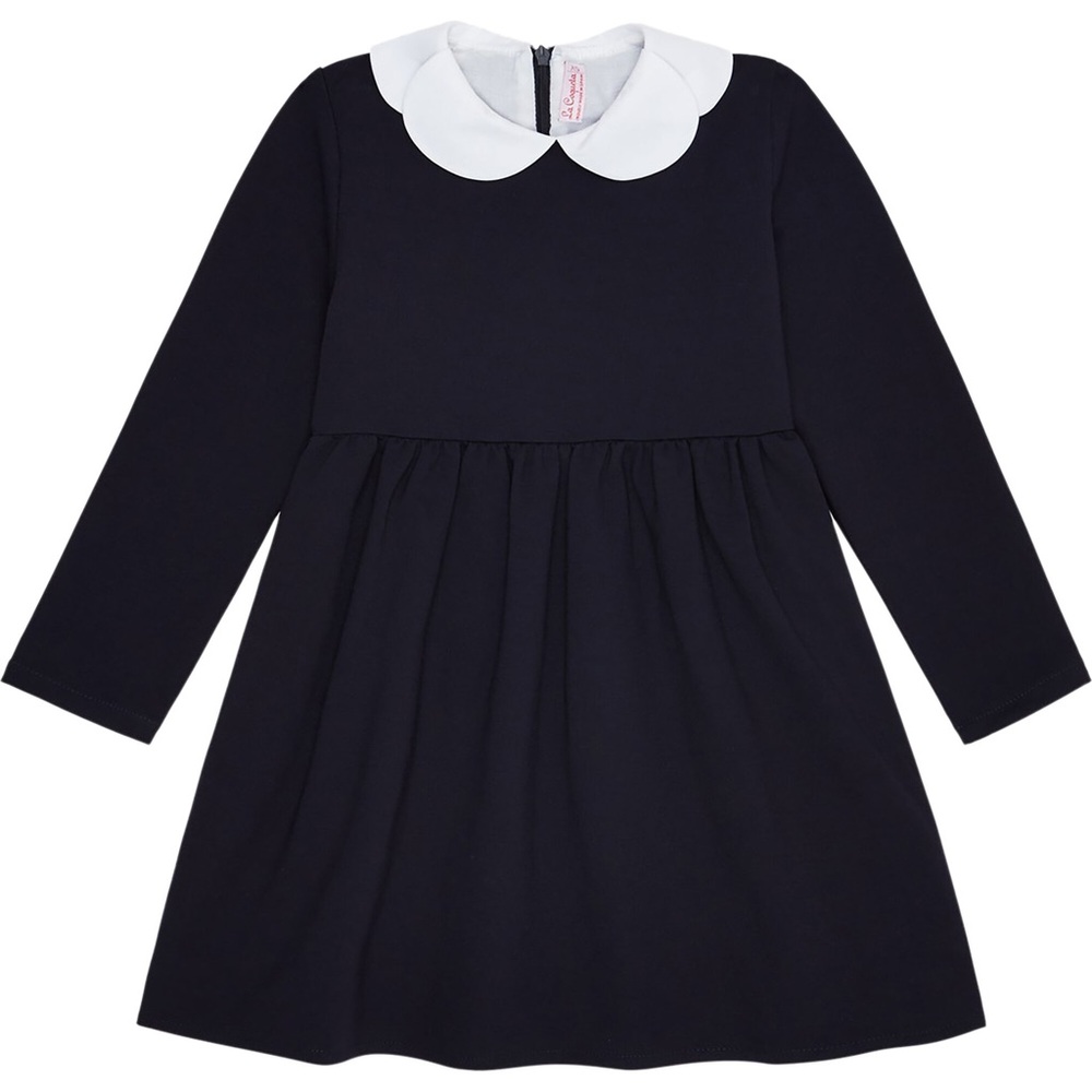 LA COQUETA  Marta Girl Long Sleeve Dress, Navy - 5Y